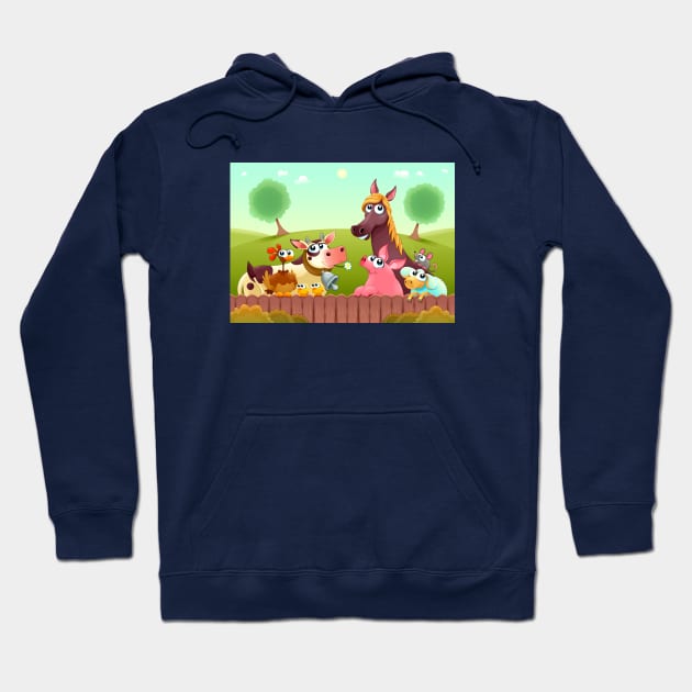 Funny farm animals smiling Hoodie by ddraw